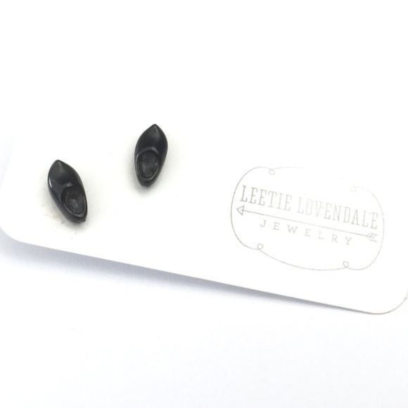 Black Tiny Clogs Vintage Lucite Stud Earrings - Picture 2 of 5
